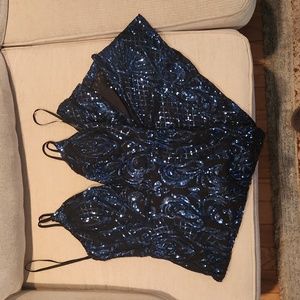 Blue sequin party dress